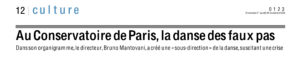 Presse : Au Conservatoire de Paris, la danse des faux pas, novembre 2013