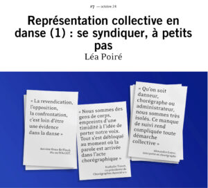 Presse : Représentation collective en danse (1) : se syndiquer, à petits pas, 2024